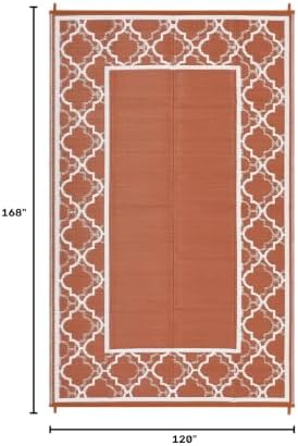 Garvee Reversible Outdoor Rug 10x14, Waterproof Outdoor Rug, Orange - Image 2