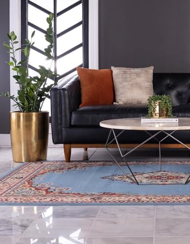 Unique Loom Reza Collection Traditional Persian Style Area Rug, 2 ft 2 in x 3 ft, Light Blue/Ivory - Image 5