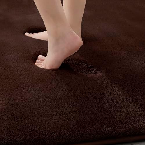 MINIDEAR Toilet Rugs 24x20 - U Shaped Dark Brown Thick Memory Foam Contour Rugs,Ultra Soft & Plush Fluffy, Non-Slip, Quick Dry, Absorbent Washable Floor Microfiber Mat for Home Decor Accessories - Image 5