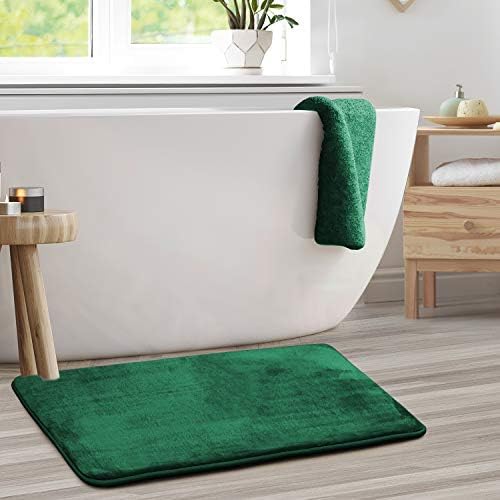 Clara Clark Bathroom Rugs, Velvet Memory Foam Bath Mat, Non-Slip, Machine Washable Bath Rugs - Dries Quickly, Ultra Soft Plush Bath Mats for Bathroom, 20 x 32, Hunter Green - Image 2