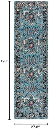 SAFAVIEH Vintage Hamadan Runner Rug 2'3"x10', Light Blue & Black VTH211M - Image 2
