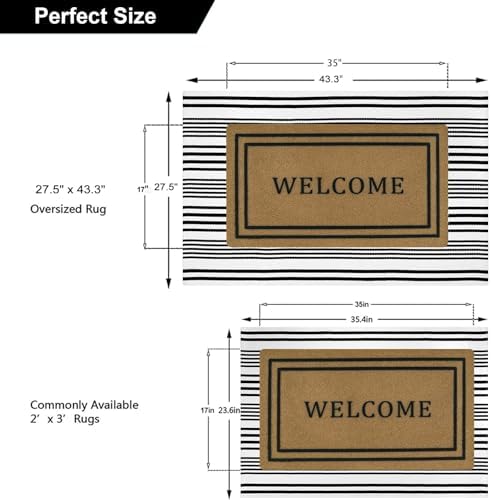 Halloween Door Mat 27.5"x43" Black and White Striped Outdoor Porch Rugs - Image 6