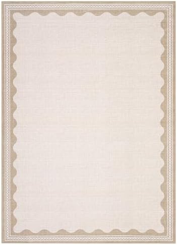 GarveeHome Scalloped 4x6 Rug Non-Slip Washable Low-Pile Carpet - Solid Beige Modern Rugs for Bedroom Living Room Nursery Kitchen Entryway Indoor Mat with Rubber Back - Image 5