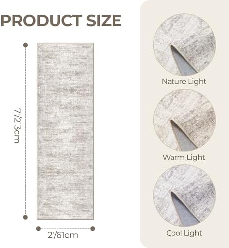 2x7 Runner Rug Non Slip,Washable Hallway Runner Rug,Taupe - Image 2