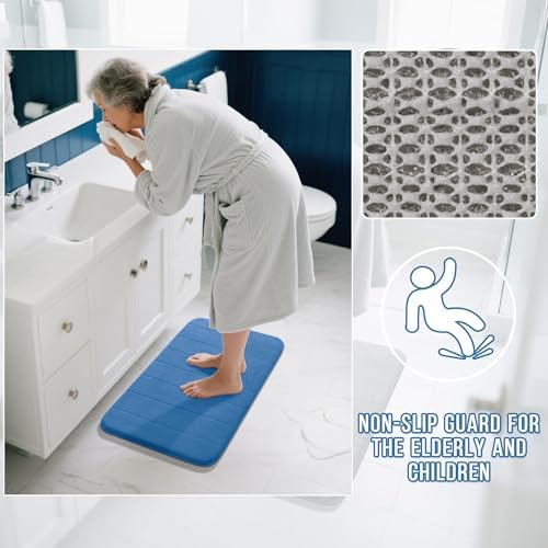 Yimobra Memory Foam Bath Mat, Super Soft Absorbent Bathroom Rug Non Slip 31.5x20 Inch, Quick Dry, Machine Washable Floor Carpet for Tub Shower, Home Decor Accessories, Blue - Image 5