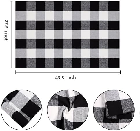 BUAGETUP Black and White Layered Doormat,27.5"x43.3"Cotton Door Mat Outdoor - Image 2