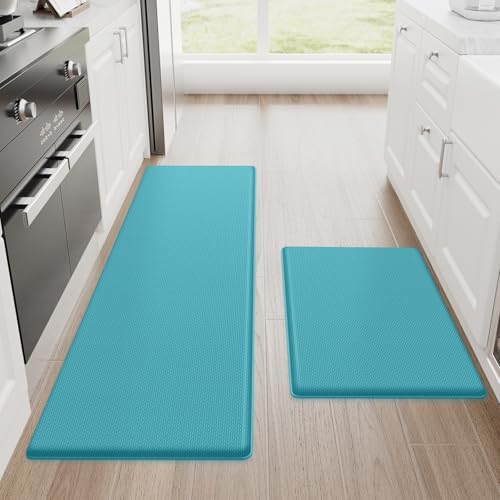 StepRite Kitchen Mats for Floor, 2-Piece Anti-Fatigue Kitchen Rugs, Green by Bringcushiontoyourlife