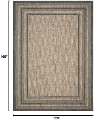 SAFAVIEH Courtyard Outdoor Area Rug 10'x14', Natural & Black CY8475-37312 - Image 2