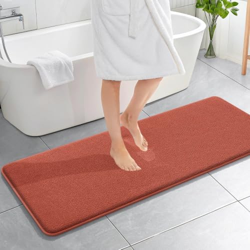 OLANLY Memory Foam Bathroom Runner Rugs 59x20, Long Mats, Rustic Terracotta by OLANLY