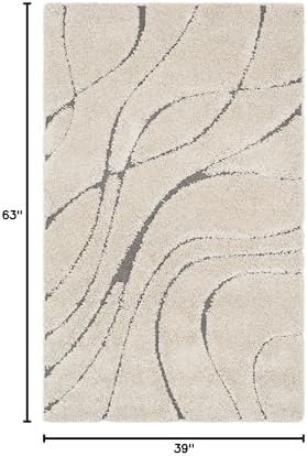 SAFAVIEH Florida Shag Rug 3'3"x5'3", Soft Plush Cream & Grey SG471-1180 - Image 2