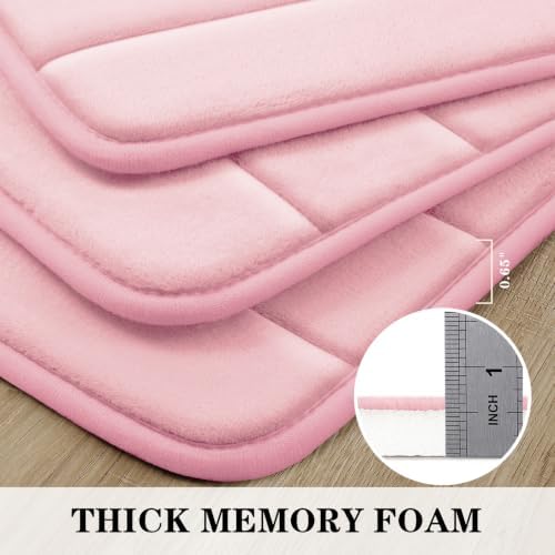 BYSURE Pink Memory Foam Bathroom Rug Set 3 Piece - Image 5