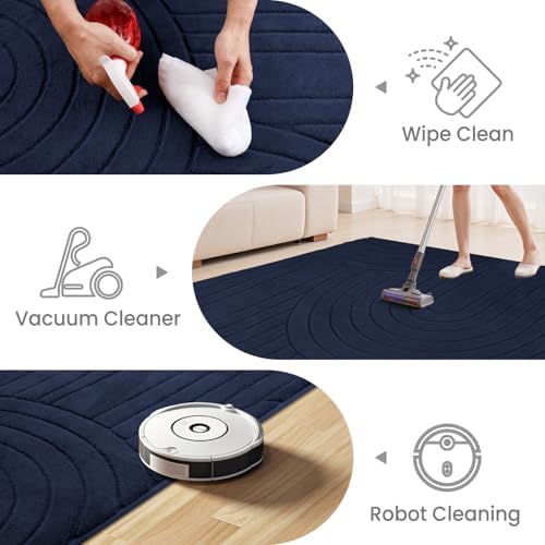 Sour Lemon 8x10 Area Rugs for Living Room Bedroom, Large Carpet Navy Blue - Image 4