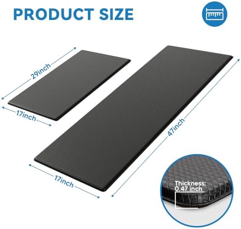 Kitchen Mats for Floor, [2PCS] Anti-Fatigue Kitchen Rugs, Black - Image 2