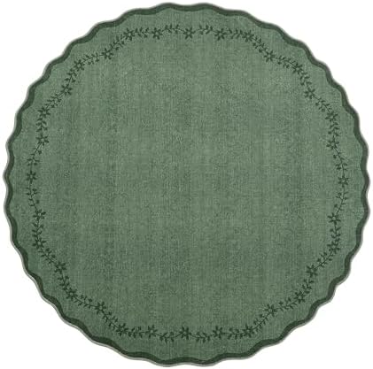 GarveeHome Round Rugs 4ft Scalloped Washable Small Circle Rug for Kids Room - Image 4