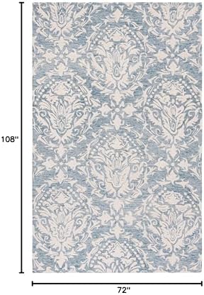 SAFAVIEH Blossom Collection 6' x 9' Blue/Ivory BLM107B Handmade Premium Wool Living Room Dining Bedroom Area Rug - Image 2
