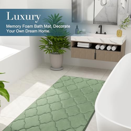 OLANLY Memory Foam Bath Mat Rug 30x20, Ultra Soft Bathroom Rugs, Sage Green - Image 6