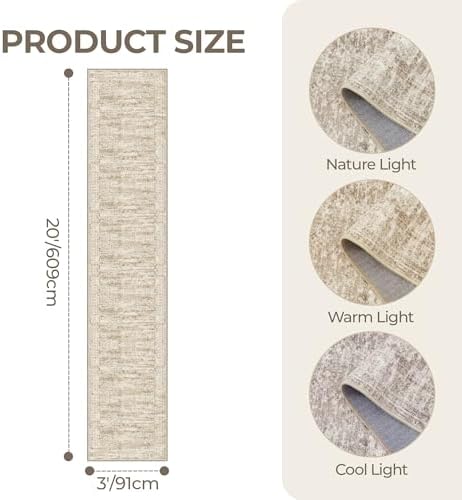 3x20 Runner Rug Non Slip,Washable Hallway Runner Rug,Brown - Image 2