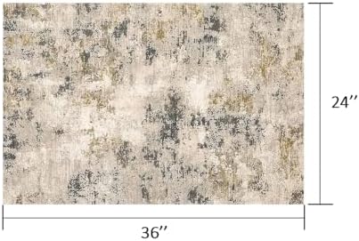 Gilded Mottle 2x3 ft Cream Gray Olive Area Rug for Entryway Bathroom - Image 2