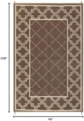 Garvee Reversible Outdoor Rug 8x10, Waterproof Outdoor Plastic Rug, Brown - Image 2
