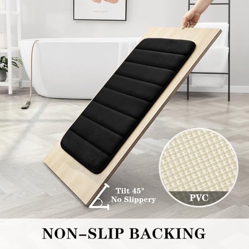BYSURE Black Memory Foam Bathroom Rug Set 3 Piece 17"x24"+20"x32"+U Shape 20"x24" - Image 4