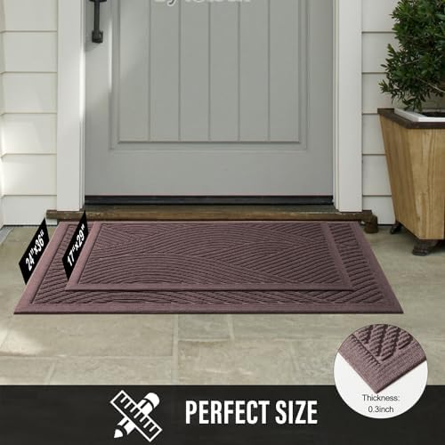 HIYARD Sturdy Front Door Mat, Absorbent Muddy Dirt Resist Welcome Door Mats Outdoor Indoor, Stain and Fade Resistant, Non-Slip Backing Entry Mat Low Profile Doormat for Entryway, 36×24, Coffee - Image 5