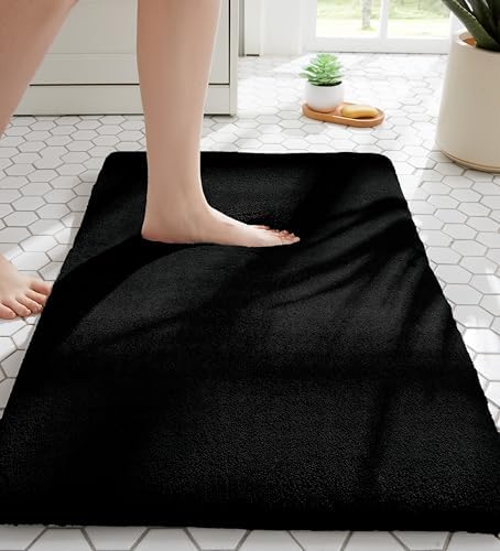 MINIDEAR Bathroom Rugs 36x24 Black - Thick Memory Foam Bath Mat, Ultra Soft & Plush Fluffy, Non-Slip, Quick Dry, Absorbent Washable Floor Microfiber Mat for Tub, Home Decor Accessories by MINIDEAR