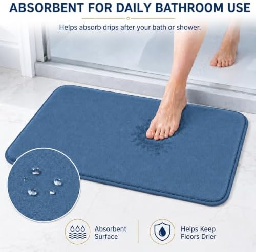 RUN HELIX Bathroom Rugs Sets 3 Piece, Soft Absorbent Memory Foam Bath Mats Set, Dry Fast Bath Mat, Machine Washable Bath Rug Set for Bathroom （Misty Blue） - Image 4