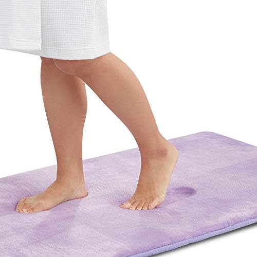 Memory Foam Bath Mat Non Slip Absorbent Super Cozy Velvet Bathroom Rug Carpet (20 inches X 32 inches, Lavender) by Genteele