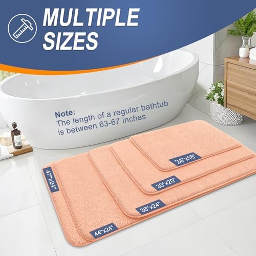 OLANLY Thick Memory Foam Bathroom Rugs 30x20, Absorbent Bath Mat, Peach - Image 5