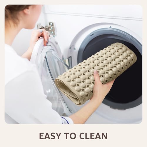 OTHWAY Bath Tub Shower Mat Non Slip, Bathtub Floor Liner Mats for Inside Shower Bathroom, Suction Cups and Drain Holes for Feet Scrubbing, Machine Washable, Soft on Feet, 35x16 Inch, Brown - Image 6