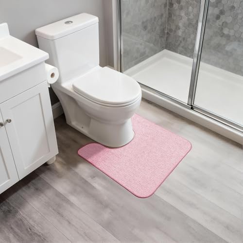 Bosap Toilet Rugs U Shaped Bathroom Rug,Machine Washable Non Slip Quick Dry Super Absorbent Ultra Thin Toilet Mats for Bathroom Toilet.Pink,1'8"x2'(20x24inch) - Image 6