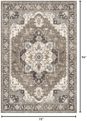 6x8 Area Rug for Living Room: Large Vintage Non-Slip Washable Rugs for Bedroom Dining Room Soft Low Pile Stain Resistant Indoor Accent Carpet Floor Mat for Nursery Playroom Home Office Dorm(Beige,6x8) - Image 2