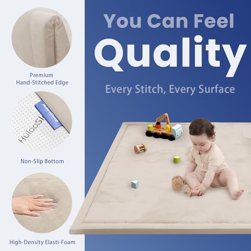 Extra Large 79"x118" Baby Activity Play Mat Rug for Floor(Beige) - Image 2