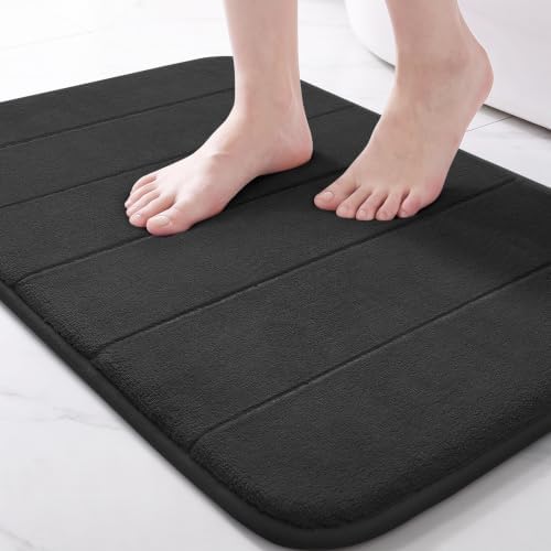 Yimobra Memory Foam Bath Mat, Soft Absorbent Bathroom Rug, 24x17, Black by Yimobra