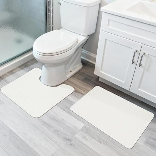 Bosap Bath Mat Set 2 Pieces,Ultra Thin Bathroom Rugs,Rubber Toilet Rugs by BosapDirect