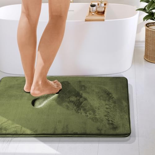 Clara Clark Bathroom Rugs, Velvet Memory Foam Bath Mat, Non-Slip Bath Rugs, Machine Wash, Dries Quickly, Ultra Soft Plush Bath Mats for Bathroom, 24 x 36, Sage Green - Image 4