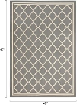 SAFAVIEH Washable Rug Outdoor Courtyard Collection - 4' x 5'7", Anthracite & Beige, Non-Shedding & Easy Cleaning, Ideal for Patio, Backyard, Mudroom (CY6918-246) - Image 5