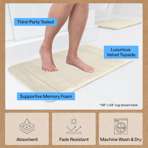GORILLA GRIP Absorbent Memory Foam Bath and Shower Mat, 24x17 Champagne - Image 5