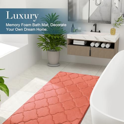 OLANLY Memory Foam Bath Mat Rug 36x24, Ultra Soft Bathroom Rugs, Coral - Image 7