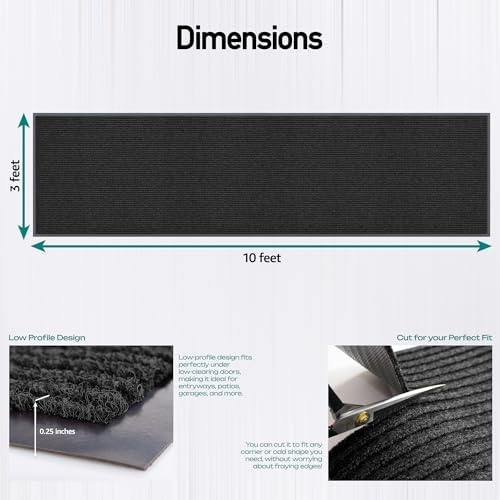Commercial Grade Entry Mat, 3 x 10 Feet, Black, MXM-RIB0310BK - Image 2