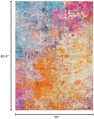 Lahome Modern Abstract Washable 5x7 Area Rugs for Living Room, Colorful Soft Bedroom Rug Low Pile Non Slip,Stain Resistance Dining Room Carpet for Nursery Office Entrance Home Office Decor - Image 2