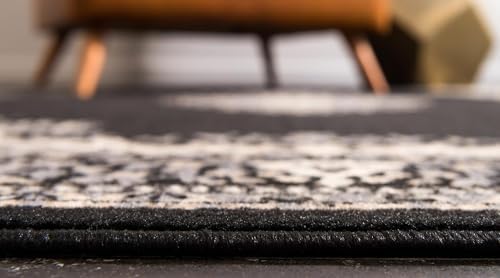 Unique Loom Reza Collection Traditional Persian Style Area Rug, 9 ft 10 in x 13 ft, Black/Beige - Image 4