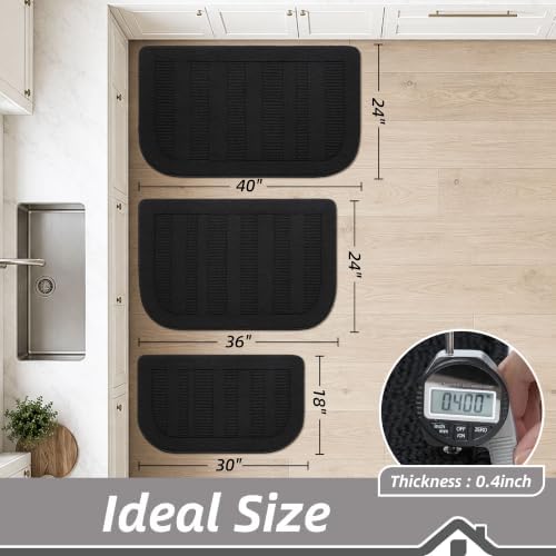 BEQHAUSE 24x36 Inch Kitchen Rugs Non Slip Washable Kitchen Sink Rug, Black - Image 3