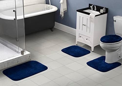 Garland Rug Traditional Nylon Washable Navy 4 Piece Set - Lid, Contour, 2 Bath Rugs - Soft, Absorbent, and Stylish for Your Bathroom - Image 2
