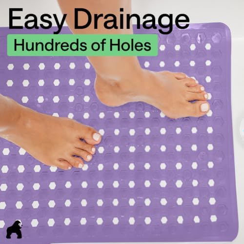 GORILLA GRIP Square Shower Stall Mat, Bathtub Floor Mat 21x21 Purple Opaque - Image 5