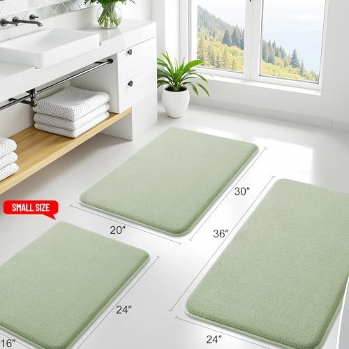 Smiry Memory Foam Bath Mat 34x21, Extra Soft Absorbent Bathroom Rugs - Image 2