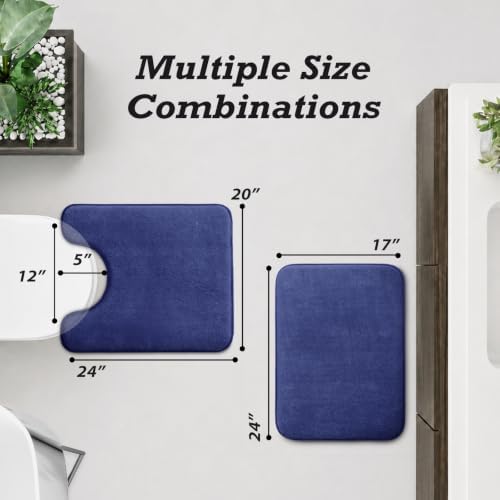 HUXMEYSON Bathroom Rugs Sets 2 Piece, Non-Slip & Quick Dry Bath Mat Set, Ultra Soft Velvet Bath Rugs for Bathroom, Toilet and Shower Floor, Royal Blue - Image 2