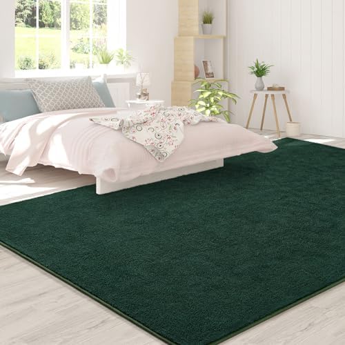 FlyDOIT Area Rugs for Bedroom Living Room, 4x6 Dark Green Super Soft Comfy Thickened Memory-Foam Indoor Carpets, Modern Aesthetic Minimalist Carpet for Boys Girls Adults Apartment Nursery Home Décor - Image 4