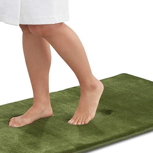 Memory Foam Bath Mat Non Slip Absorbent Super Cozy Velvet Bathroom Rug Carpet (22 inches X 42 inches, Green) by Genteele