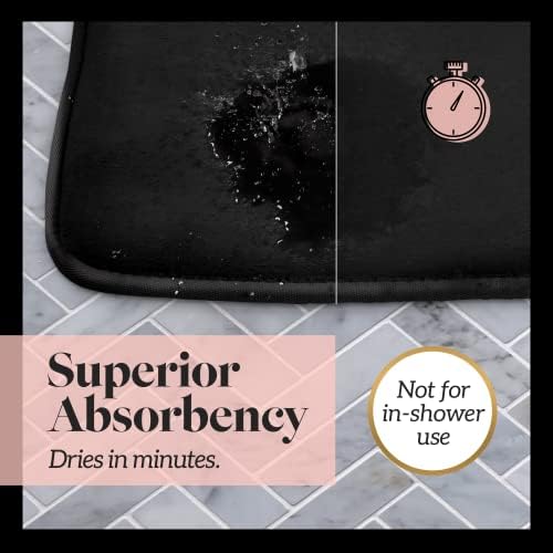 Memory Foam Bath Mat Non Slip Absorbent Super Cozy Velvet Bathroom Rug Carpet (72 inches X 24 inches, Black) - Image 5